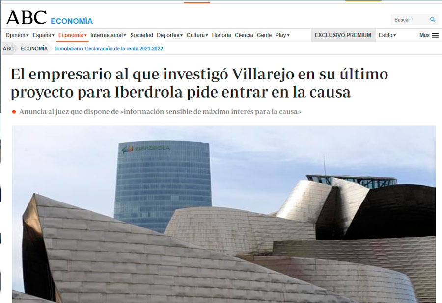 noticia ABC sobre Villarejo, Iberdrola y Christoph Kapp